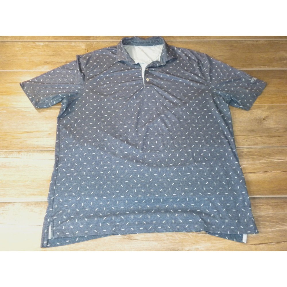 Johnnie-O Polo Shirt Mens L Blue Surfboard AOP Prep-Formance Coyote Springs Golf